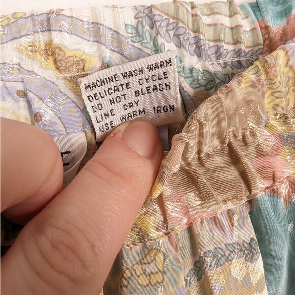 Vintage Andrea Gayle Satin Floral Pleated Midi Skirt Sz Small Cottagecore‎ Fairy - Picture 8 of 8